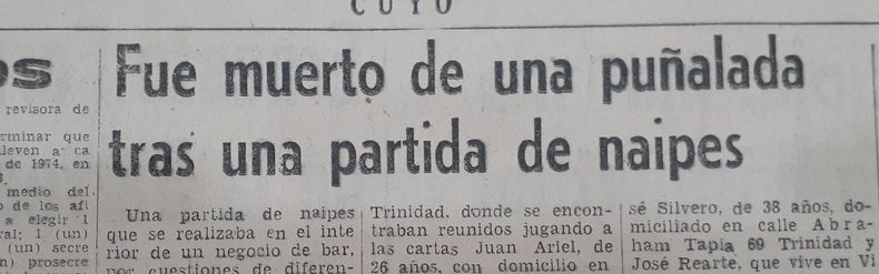 El titular de Diario de Cuyo en relación al suceso.