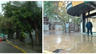 El centro, vacío y con las calles inundadas