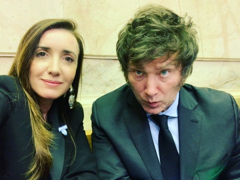 Victoria Villarruel junto a Javier Milei