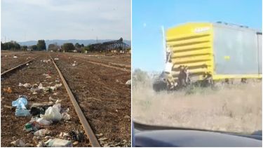 Un peligro: captan a un grupo de niños colgados a un tren de carga en Caucete