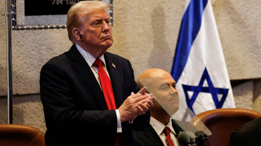 Donald Trump, presidente de los Estados Unidos, en su comparecencia frente al Parlamento de Israel.