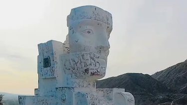 La Cabeza del Indio, ubicada en la Quebrada de Zonda, es uno de los monumentos más afectados por los grafitis en la provincia.