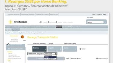 Banco San Juan: más alternativas para recargar la Tarjeta Sube