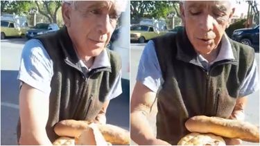 Video: pese al viento Zonda, un vendedor de semitas salió a trabajar y lo felicitaron en Rivadavia