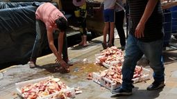 Un asco: pollos desparramados en pleno centro sanjuanino