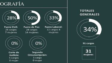 Mujeres en la Justicia: ocupan 3 de cada 10 juzgados y no tienen un peso institucional
