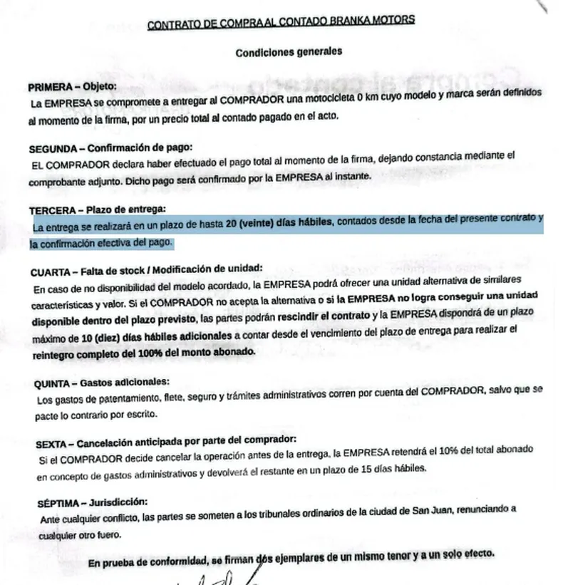 El contrato que ofrecía la firma.