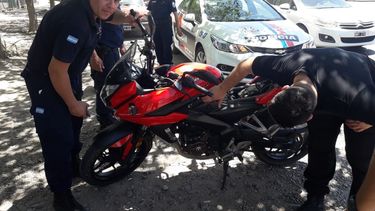 Llegó de Buenos Aires y se encontró una víbora en la moto