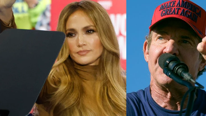 J Lo, por Harris; Dennis Quaid, por Trump