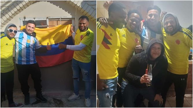Braian, con sus amigos colombianos.
