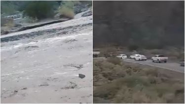 Video: bajó la creciente en el camino a Iglesia, en medio de una gran fila de vehículos, y pidieron no transitar