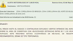 Alerta meteorológico en San Juan por vientos intensos