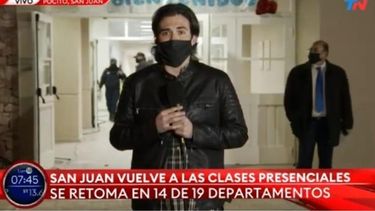 El video viral del periodista sanjuanino que cubrió las clases para TN