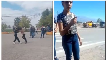 Alumnas, a las piñas en la puerta de una escuela de Pocito