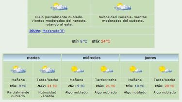 Anuncian máxima de 24 grados y viento Este