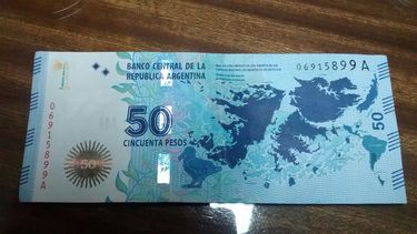 Ya circula en San Juan el nuevo billete de $50 con Malvinas