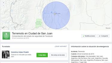 Facebook activó el botón de “estoy bien” en San Juan