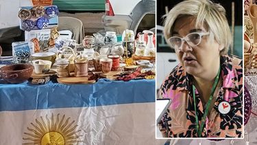 Anabel García y las artesanías que atrajeron a lugareños y turistas en la Fiesta de los Enamorados de Barreal.