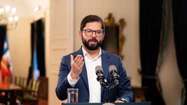 Gabriel Boric, en una comparecencia en cadena nacional, en la que habló sobre el futuro del litio en Chile.