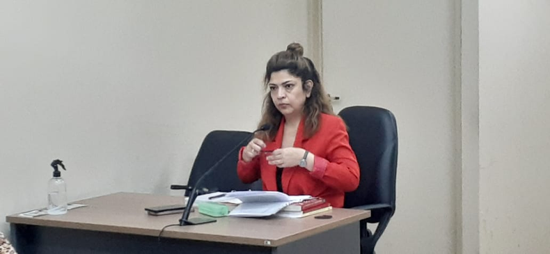 La defensora, la abogada María Filomena Noriega.