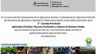 Invitan a la primera jornada de Agricultura familiar