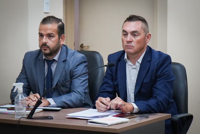 Los defensores del acusado, el abogado Fernando Bonomo y Martín Gustavo Torcivia