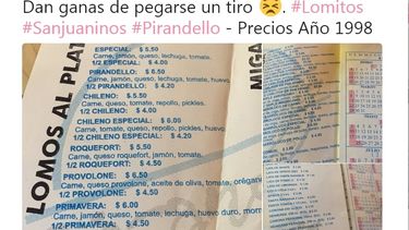 Tweet viral: mirá a qué precios estaban los lomos hace 20 años en San Juan