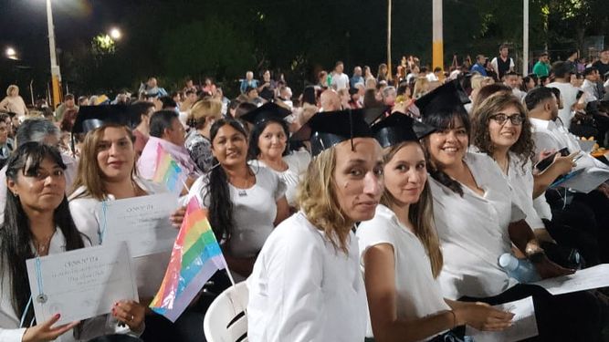 La emotiva recibida de integrantes de la comunidad LGBT sanjuanina
