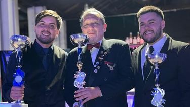 Luis Nievas, Julio Ludueña y Nicolás Rodríguez, el podio de la categoría Profesional del concurso de coctelería Intervino San Juan 2024.