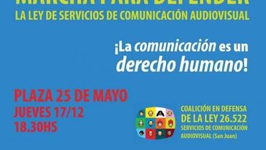 Convocan a la marcha en defensa de la Ley de Servicios de Comunicación Audiovisual