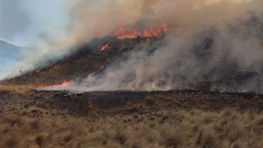 Con dos helicópteros hidrantes buscan combatir el fuego en Valle Fértil