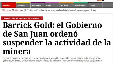 La repercusión en los medios nacionales del incidente en Veladero