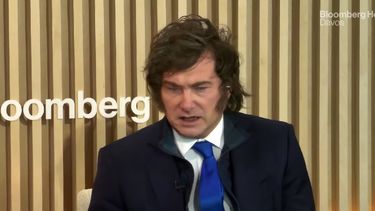 El presidente argentino Javier Milei, durante una entrevista en Davos.