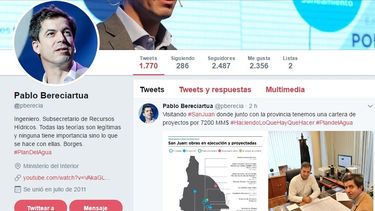 El Subsecretario de Recursos Hídricos de Nación anunció en Twitter su agenda en San Juan