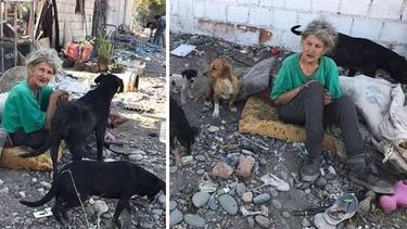 Desesperado pedido por una anciana de Chimbas que está desnutrida y duerme entre bolsas de basura