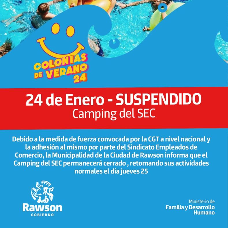 Un camping de Rawson cerrará sus puertas este miércoles 24