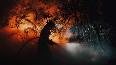 Bomberos entre las llamas en Oimbra (Ourense).&nbsp; &nbsp;