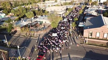 El dron de Tiempo: así se vio la multitudinaria marcha por Yoselí Rodríguez en Sarmiento