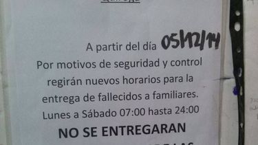 Polémica: ponen horarios para retirar los muertos en el Marcial Quiroga
