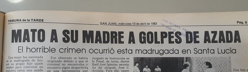 El título que empleó diario Tribuna de la Tarde para dar a conocer el brutal asesinato. El título que empleó diario Tribuna de la Tarde para dar a conocer el brutal asesinato.