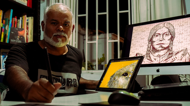 Lucas Aguirre, el reconocido ilustrador sanjuanino.