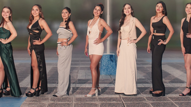 Las siete candidatas a Reina de la Fiesta del Racimo y el Vino, que se vivirá este fin de semana en Las Casuarinas, en 25 de Mayo.