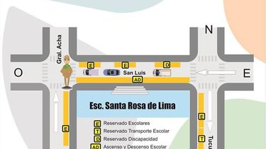 Ordenamiento del tránsito: ya no podés estacionar frente al Colegio Santa Rosa