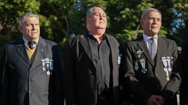 Los ex combatientes de Malvinas de San Juan, en uno de los actos oficiales del año pasado.