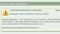 Alerta meteorológico por viento Zonda