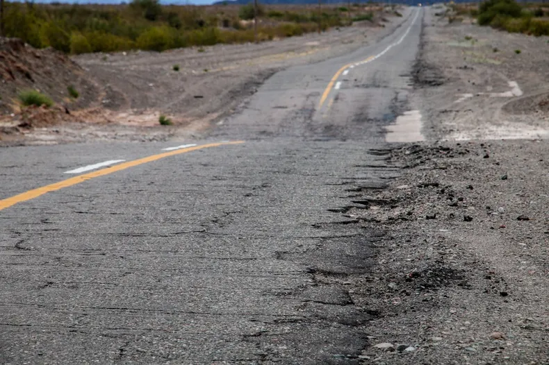 La Ruta 40 Norte, camino a Jáchal, una de las más peligrosas por falta de mantenimiento en San Juan. 