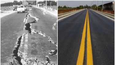 Las enormes grietas que se formaron en la Ruta 20 en la zona de Caucete durante el terremoto del 77, no sólo causaron sorpresa sino graves complicaciones.