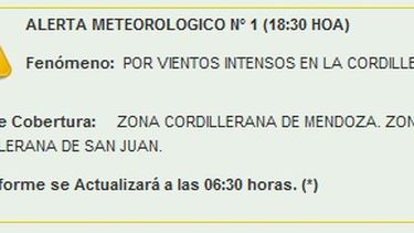 A prepararse: se vienen vientos intensos en la Cordillera