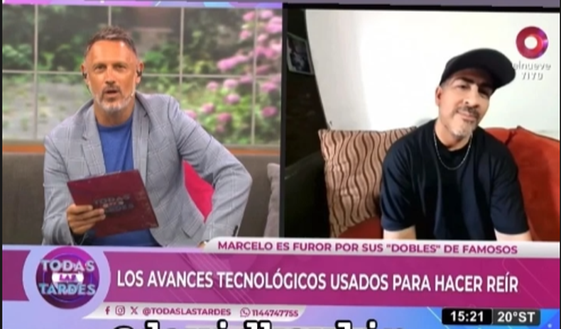 Marcelo en medio de una entrevista en Canal 9