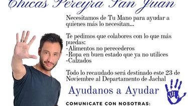 Fans de Luciano Pereyra organizaron una movida solidaria para Jáchal